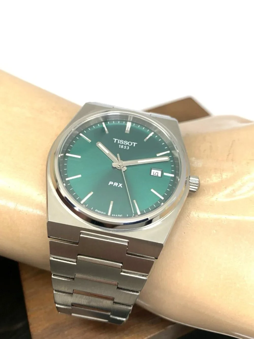 Tissot PRX Men's Watch Swiss Quartz Green Dial Silver Steel 40mm T1374101109100